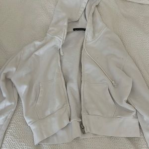 Brandy Melville white cropped zip up